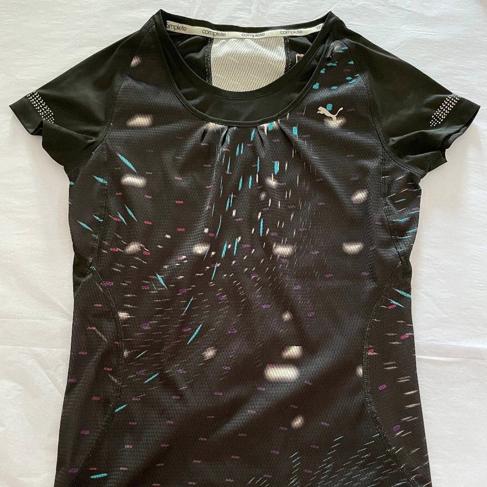 Bike Jersey Workout Shirt Top Black Abstract Print by Puma size S